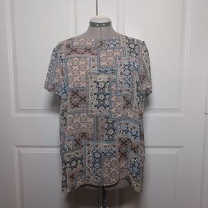 J Jill Geometric Patchwork Pattern Top